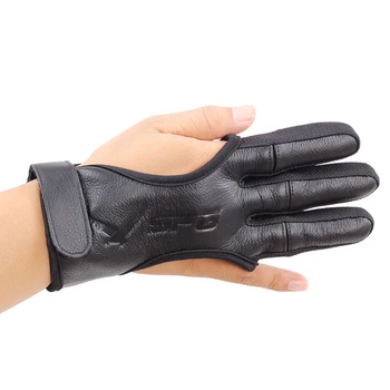 Новые перчатки хорошего качества из кожи на 3 пальца черного цвета с высокой эластичностью для защиты рук, защитные перчатки для стрельбы из лука для охоты