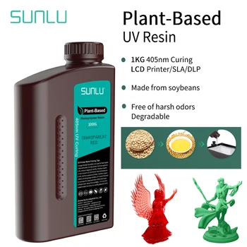 SUNLU УФ-смола 405 нм 1 кг Жидкая ЭКОЛОГИЧЕСКИ Чистая на растительной основе Для ЖК-принтера Высокая Точность Легкий Запах Хорошие свойства при растяжении и изгибе