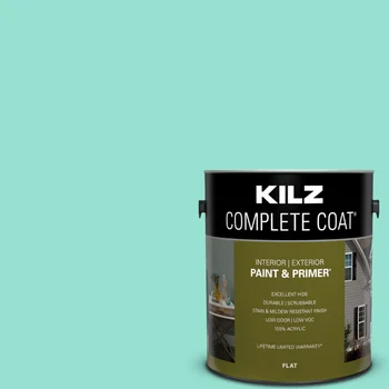 Краска и грунтовка KILZ Complete Coat, внутренняя / наружная, плоская, полированного бирюзового цвета, 1 галлон