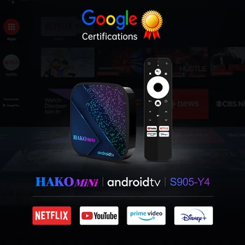 Новый HAKO Pro Android 11 Smart TV Box с сертификатами Google S905Y4 4K Netflix Google Play AV1 Телеприставка IPTV Медиаплеер