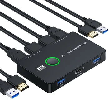 USB HDMI2.0-совместимый KVM HD4K60Hz Переключатель Управления 2 Компьютерами Или Мониторами ноутбуков с Двумя входными дисплеями Dropship