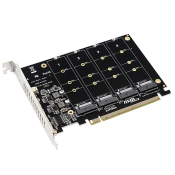 4 Порта M.2 NVME SSD Для преобразования жесткого диска PCIE X16, светодиодный Индикатор, карта адаптера, Поддержка M.2 PCI-E SSD/M.2 Device NVME Protocol