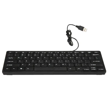 Проводная клавиатура Ультратонкая, бесшумная, небольшого размера, 78 клавиш, мини мультимедийная USB-клавиатура для портативных ПК