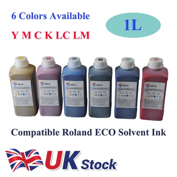 CALCA 1 литровая бутылка совместимых ЭКО-сольвентных чернил Roland, устойчивых к ультрафиолетовому излучению, водонепроницаемых, 6 цветов Y M C K LC LM для печати оптом
