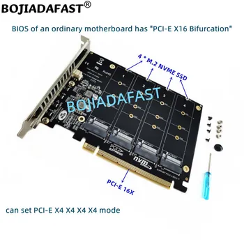 4 Слота NGFF M.2 Key-M Для PCI-E 4.0 PCIe 3.0 X16 SSD Конвертер Адаптер RAID Карта 32 Гбит/с Поддерживает четыре твердотельных накопителя M2 NVMe