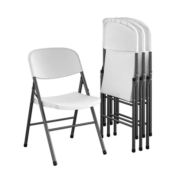 Складной стул из высококачественной смолы, 4 комплекта, белый