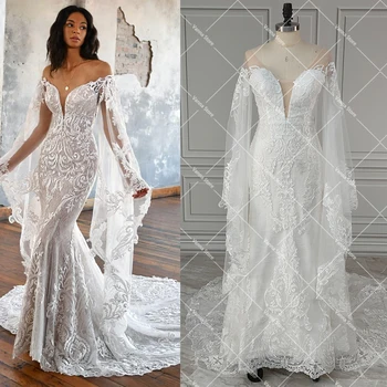 Свадебное платье с длинными рукавами 