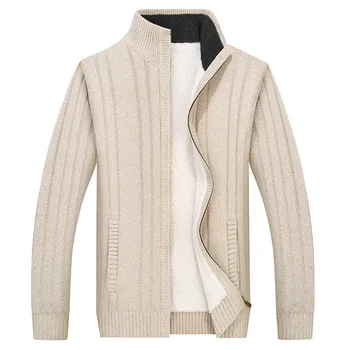 2023, Высококачественный зимний кардиган, Мужской Флисовый Толстый теплый вязаный свитер, пальто-кардиган, Мужская мода Плюс Бархатный свитер.