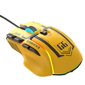 Игровая мышь G6 с проводным управлением RGB, программируемая мышь с разрешением 12800 точек на дюйм, Программируемые игровые мыши для компьютера, аксессуары для ноутбуков