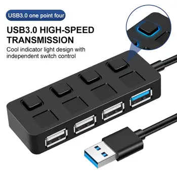 1-5 шт. 4 Порта USB 3,0 Концентратор USB Вкл/Выкл Переключатель Разветвитель Расширитель с Независимой быстрой передачей данных 5 Гбит/с Адаптер Для ПК