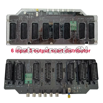 Акриловый корпус EUR Scart Distributor 6 входов 3 выхода Автоматическая плата переключения RGBS Video Converter для md/sfc/ps123/ss/dc/box