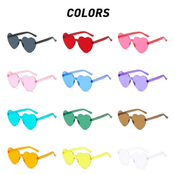 Женские солнцезащитные очки Love Heart Shape Glasses, Градиентные Красочные Модные Прозрачные Солнцезащитные очки для женских вечеринок, клубные оттенки очков