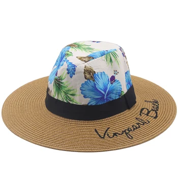 простая Складная соломенная шляпа с широкими полями для девочек, Солнцезащитная шляпа, Пляжная женская летняя шляпа, дорожная кепка с защитой от ультрафиолета, Женская кепка