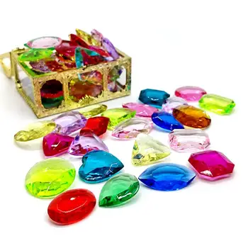 Игрушки для дайвинга в бассейне, разноцветные бриллианты, набор с большими Сундуками с сокровищами, коробка, игрушка для подводного плавания с драгоценными камнями, тренировочный набор для лета