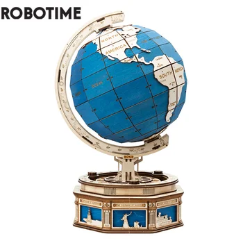 Robotime 3D Глобус Деревянная Головоломка 567шт Негабаритный DIY Вращающаяся Игровая Сборка Игрушка в Подарок для Подростков и Взрослых Украшение Дома Глобус ST002