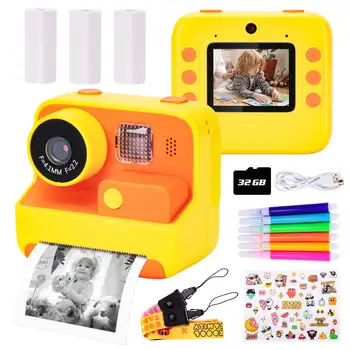 Детская камера мгновенной печати 1080P Видео Фото Цифровая камера с печатной бумагой Подарок на День рождения для ребенка Девочка Мальчик Детские игрушки своими руками