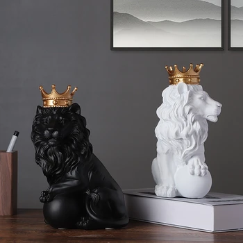 Королевская корона, статуя короля льва, украшение для дома и учебы в скандинавском стиле, коллекционные статуэтки, Лучший подарок для мужчины