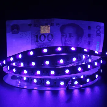 УЛЬТРАФИОЛЕТОВАЯ светодиодная лента 12 В постоянного тока SMD 5050 0,5 М 1 М 2 М 3 М 4 М 5 М Водонепроницаемая лента Фиолетовая гибкая ультрафиолетовая лента для DJ флуоресценции