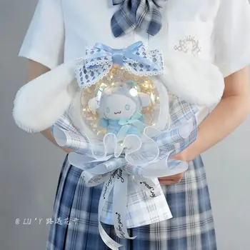 Kawaii Sanrio Cinnamoroll Букет цветов Hello Kitty Kuromi Melody Аниме Плюшевая кукла игрушка на день рождения, Рождество, подарки на День Святого Валентина