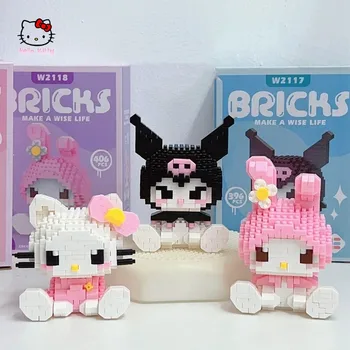 Sanrio Hello Kitty Строительные блоки Kuromi Cinnamoroll Собранные игрушки Декоративные украшения Модель My Melody Детские подарки