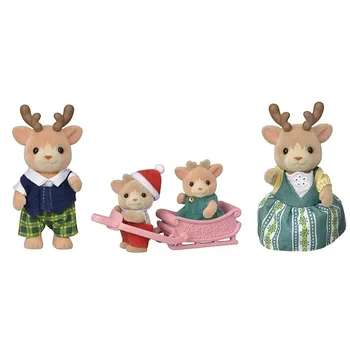 Сильванские семьи сугробы Семья оленей 4 шт. набор игрушек-животных куклы подарок для девочки Новый в коробке 5692