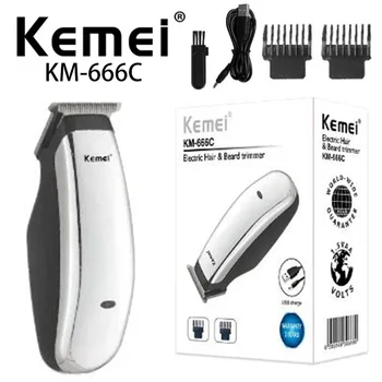 Kemei Km-666C Бесшумная мини-Портативная универсальная электрическая машинка для стрижки волос с USB Зарядкой