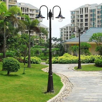 Классические Садовые фонари с 2 головками, уличный фонарный столб, винтажный садовый фонарный столб для ландшафтного освещения двора