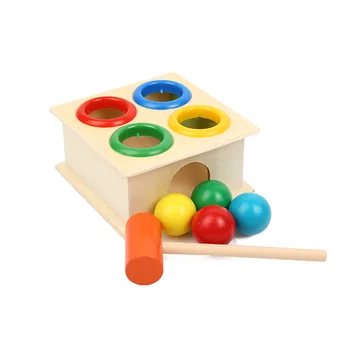 Новый Красочный деревянный шар с молотком + Деревянная коробка с молотком, развивающая игрушка для раннего обучения детей, подарок