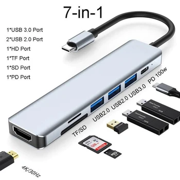 11 в 1 Концентратор USB Type C до 4K 60Hz HDMI-Совместимый DP RJ45 SD TF Карта USB 3.0 Концентратор-адаптер для док-станции SAMSUNGMacBook Pro Air