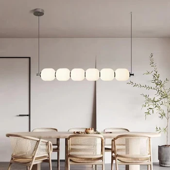 Скандинавский минималистичный белый теплый мягкий светильник для ресторана, дизайнерский креативный стрип-бар, современный светодиодный офисный подвесной светильник