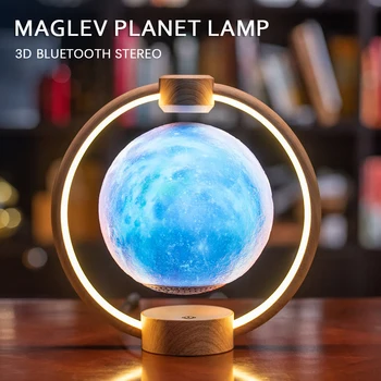 Лампа Maglev Moon, Креативный Красочный Светящийся ночник, Прикроватная лампа для спальни с Bluetooth-динамиком, Украшение для дома