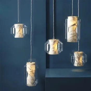 Подвесные светильники из скандинавского мраморного стекла, современные креативные модные подвесные светильники для барной стойки, декора кухни ресторана, светодиодная люстра