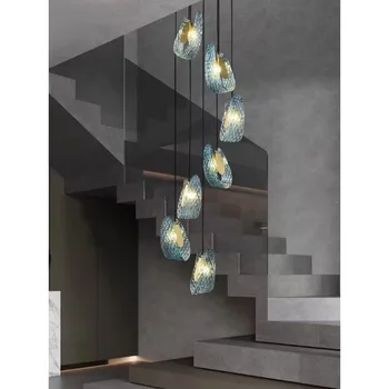 Подвесные светильники креативная скандинавская гостиная современные минималистичные квартирные светильники двухуровневое здание с полыми длинными подвесными светильниками