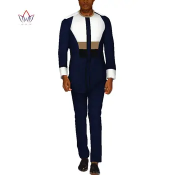 BintaRealWax Повседневная Мужская Африканская Одежда, Комплекты Топов, рубашек и Брюк, Африканский Дизайн, Одежда Дашики, Мужские Комплекты брюк из 2 предметов, WYN515
