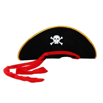 Пиратская треуголка для маскарада на Хэллоуин, черная пиратская шляпа с треуголкой, прямая поставка