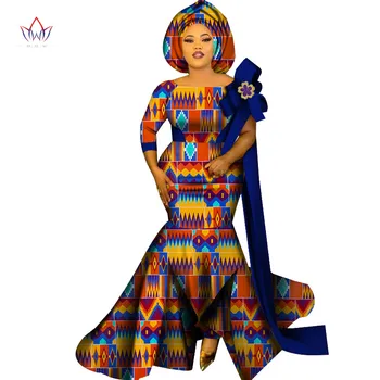 Африканские Платья Для Женщин 2023, Новая Элегантная Леди, Большие Размеры, Женский Халат С Круглым вырезом и Длинным Принтом, Вечерние Платья WY7075