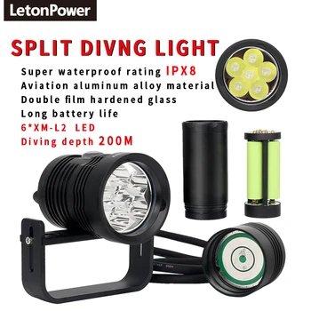 LetonPower Канистра Для Дайвинга Лампа Для Технического Дайвинга С Подсветкой Flashlight6xL2 10000lm Фонарик Для Подводного Плавания Подводный светодиодный Видеосигнал
