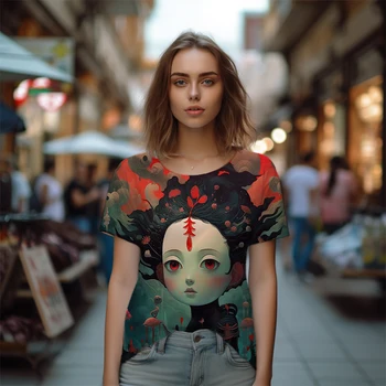 Горячая распродажа 2023, женская летняя футболка с короткими рукавами, модная футболка с 3D-принтом, уникальная футболка с темпераментом