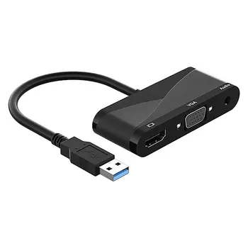 USB 3.0-HDMI-совместимый VGA С Аудиоадаптером 3,5 мм, док-концентратор для Macbook iPad Samsung S20 Dex Huawei P30 Xiaomi 11 TV PS5