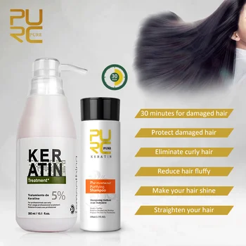 Purc 5% Бразильский Кератиновый Набор Для Лечения волос, Выпрямляющий, Восстанавливающий Повреждения Шампунь Для Завивки, Средства для Разглаживания волос, Набор для ухода
