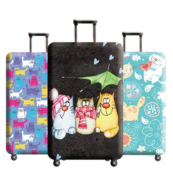 Утолщенный эластичный чехол для багажа, трендовый чехол для багажа с милым котом, подходит для 18-32-дюймового чемодана, пылезащитные чехлы, аксессуары для путешествий