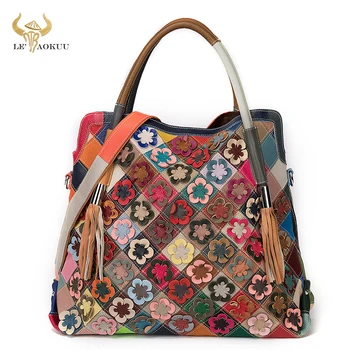 Горячая распродажа, натуральная кожа, роскошная лоскутная женская маленькая сумочка с цветами, сумка через плечо, женская дизайнерская сумка-тоут 445