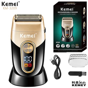Kemei KM-3209 Бритва для бороды, Электробритва для мужчин, Электрическая бритва, Плавающий триммер для волос, Уход за лицом, Станок для бритья, Триммер для бороды