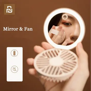 Youpin Sothing светодиодное зеркало для макияжа с вентилятором, ручной складной Портативный инструмент для макияжа, Мини-немой вентилятор для охлаждения, Дорожные зеркала для макияжа