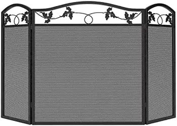 Панель Складной Черный Стальной Каминный экран Ограждение от искр, Листовой экран Металлическая Декоративная сетчатая крышка