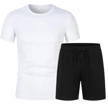 Мужской костюм-футболка с короткими рукавами, быстросохнущая спортивная футболка плюс шорты, спортивная одежда для соревнований по фитнесу