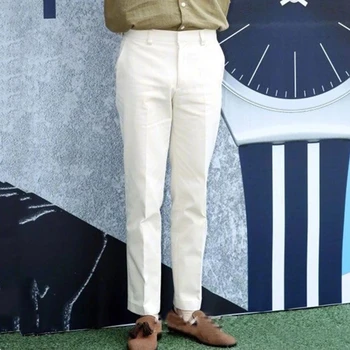 Мужские прямые повседневные брюки Весенне-осенняя новая городская молодежная корейская версия, тонкие однотонные брюки большого размера