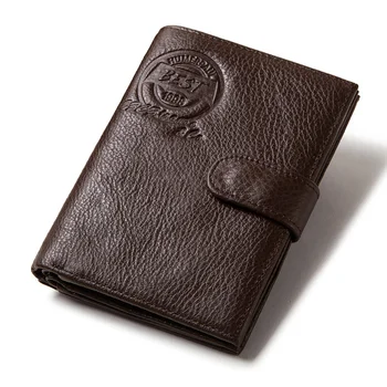 Новый Мужской кошелек из натуральной кожи с верхним слоем из воловьей кожи, сумка для паспорта для делового отдыха, многофункциональный кошелек Большой емкости