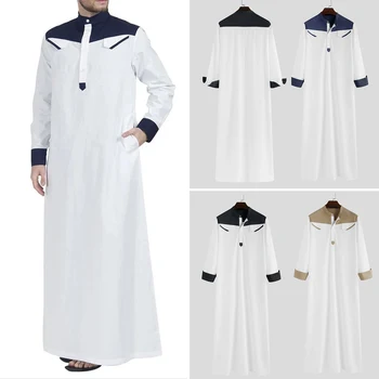 Мусульманские Мужские Лоскутные халаты с длинным рукавом, Модная одежда Дубая, Одежда Ближнего Востока, Индийская одежда, Исламский кафтан, Большие размеры S-4Xl, Новинка 2022 года