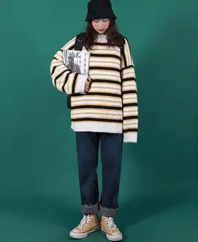 Осенне-зимний корейский пуловер с круглым вырезом 